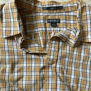 Eddie Bauer yellow plaid Classic Fit Button Down Shirt men's